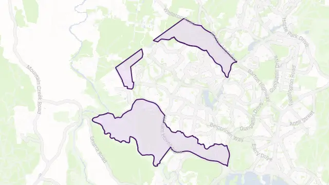 ACT Remainder - Belconnen Area Boundary Map