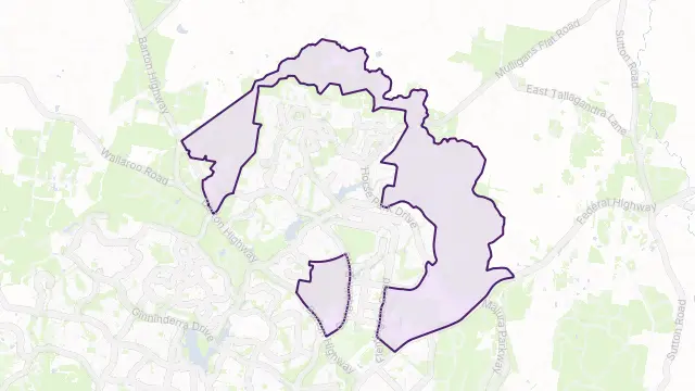 ACT Remainder - Gungahlin Area Boundary Map