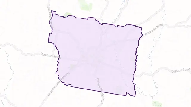 Armidale Area Boundary Map
