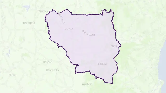 Armidale Regional Council Area Boundary Map