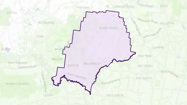 Balranald Council Area Boundary Map