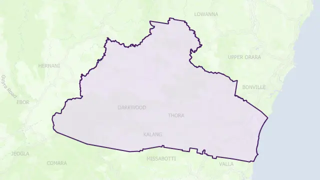 Bellingen Council Area Boundary Map