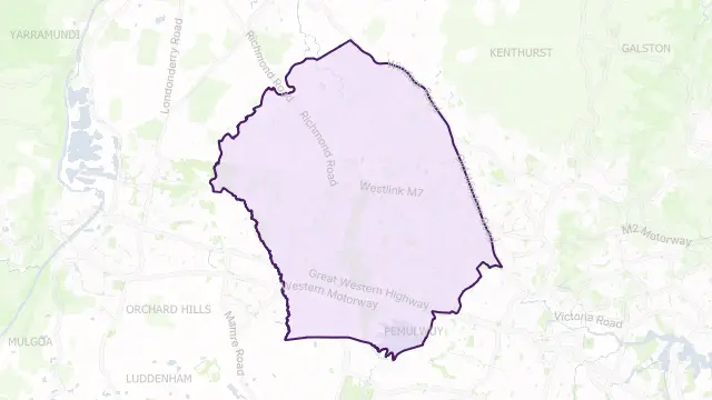 Blacktown Council Area Boundary Map