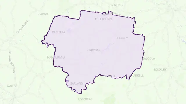 Blayney Council Area Boundary Map