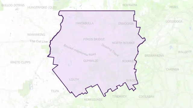 Bourke Council Area Boundary Map