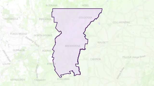 Brewarrina Council Area Boundary Map