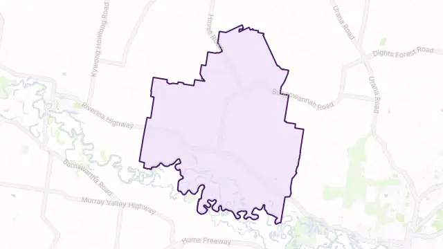Bungowannah Area Boundary Map