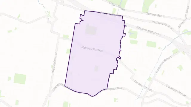 Burwood Area Boundary Map