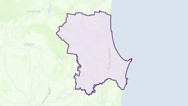 Byron Council Area Boundary Map