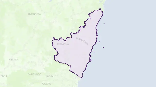 Coffs Harbour Council Area Boundary Map