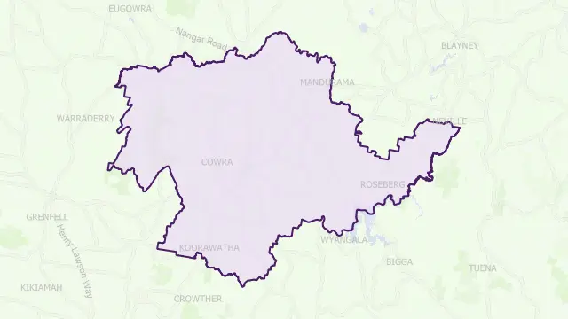 Cowra Council Area Boundary Map