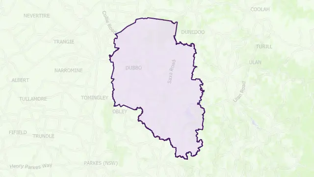 Dubbo Council Area Boundary Map