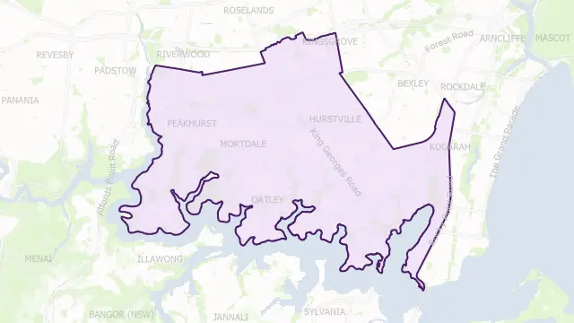 Georges River Council Area Boundary Map