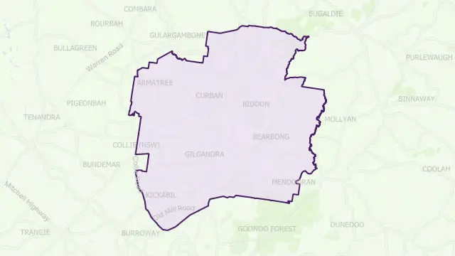 Gilgandra Council Area Boundary Map