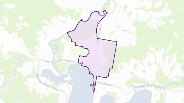 Gosford Area Boundary Map