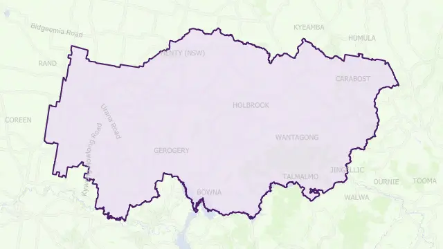 Greater Hume Council Area Boundary Map