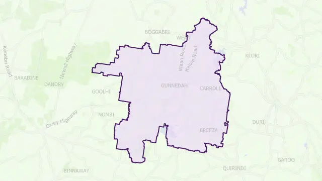 Gunnedah Council Area Boundary Map