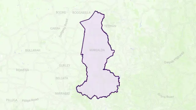 Gwydir Council Area Boundary Map