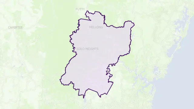 Hawkesbury Council Area Boundary Map