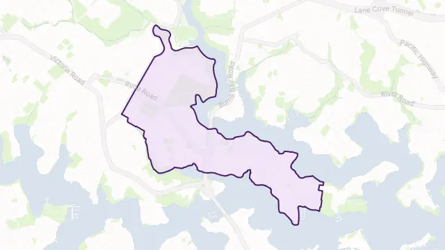 Hunters Hill Area Boundary Map