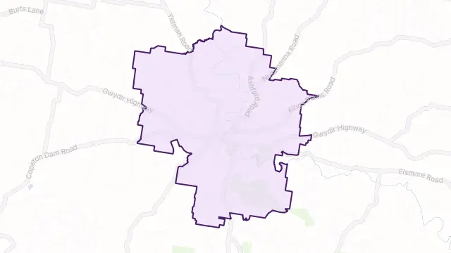Inverell Area Boundary Map
