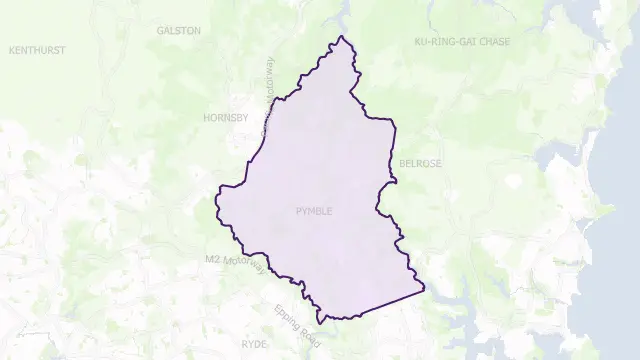 Ku-ring-gai Council Area Boundary Map