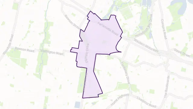 Lidcombe Area Boundary Map
