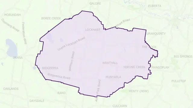 Lockhart Council Area Boundary Map