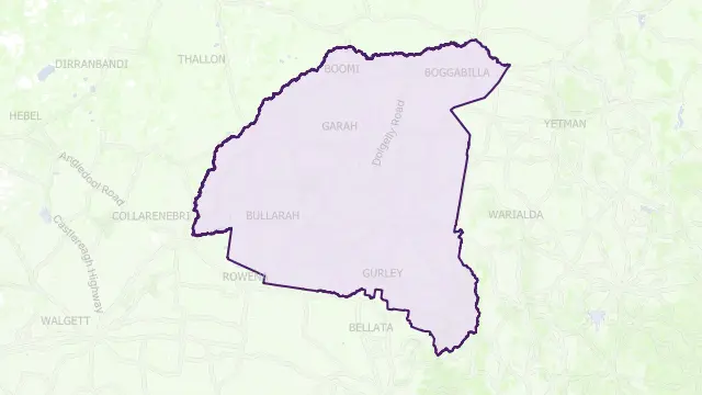 Moree Plains Council Area Boundary Map