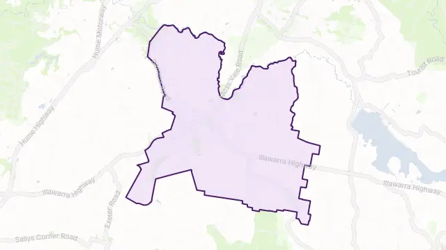 Moss Vale Area Boundary Map