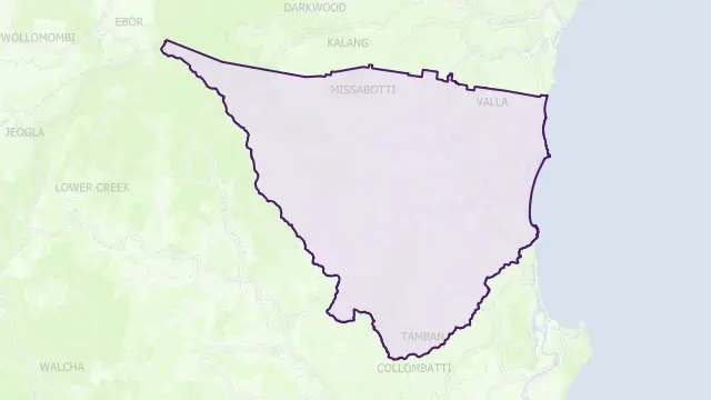 Nambucca Valley Council Area Boundary Map