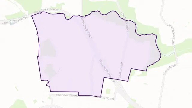 Naremburn Area Boundary Map