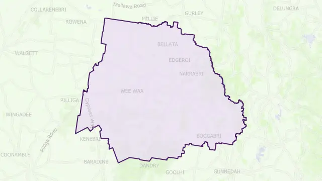Narrabri Council Area Boundary Map