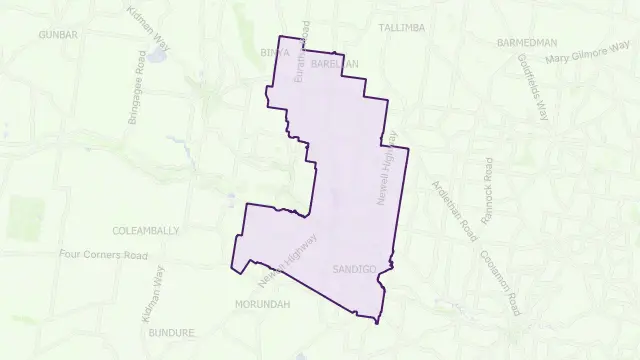 Narrandera Council Area Boundary Map