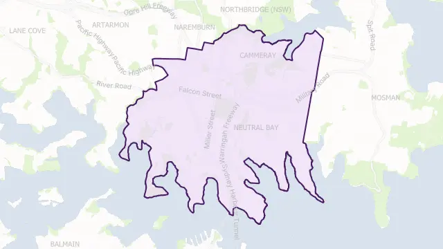 North Sydney Council Area Boundary Map