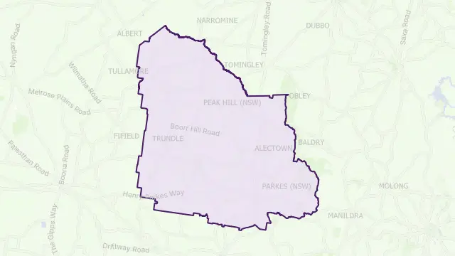 Parkes Area Boundary Map