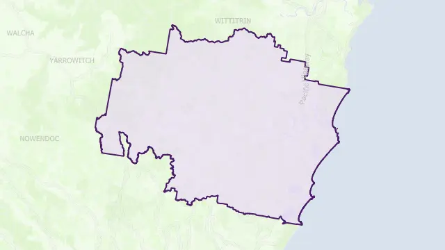 Port Macquarie-Hastings Council Area Boundary Map