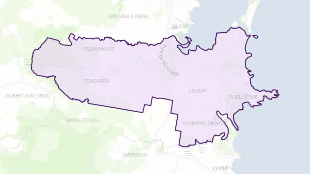 Shellharbour Council Area Boundary Map