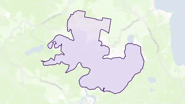 St Georges Basin Area Boundary Map