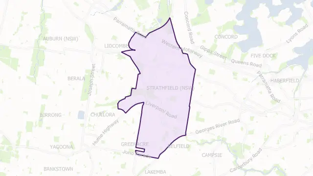 Strathfield Council Area Boundary Map