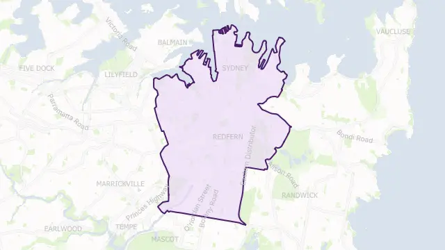 Sydney Council Area Boundary Map