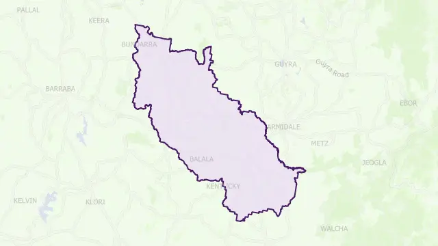 Uralla Council Area Boundary Map
