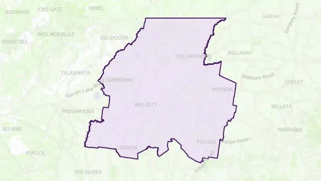 Walgett Council Area Boundary Map