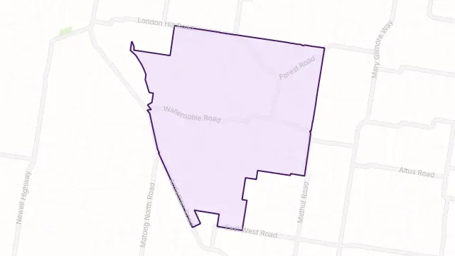 Walleroobie Area Boundary Map