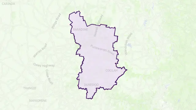 Warrumbungle Council Area Boundary Map