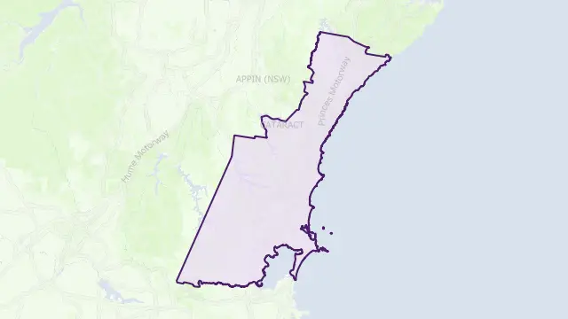 Wollongong Council Area Boundary Map