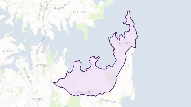 Woollahra Council Area Boundary Map