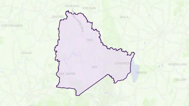 Yass Valley Council Area Boundary Map