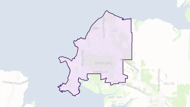 Darwin Council Area Boundary Map
