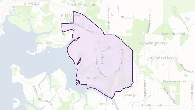 Palmerston Council Area Boundary Map